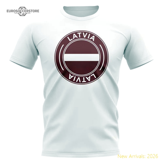Luxury Latvia Football Badge T-shirt (white) - Match Quality
