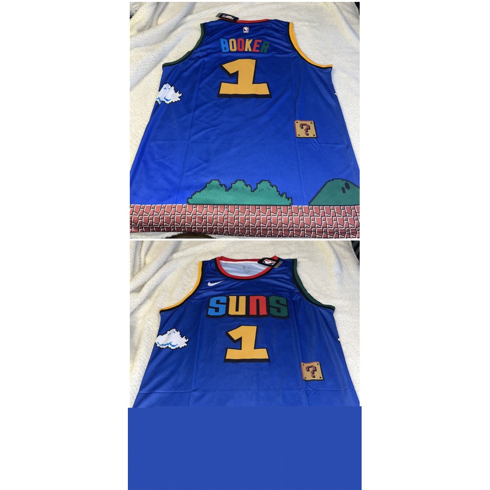 Men's Phoenix Suns #1 Devin Booker Purple Print Basketball Jersey