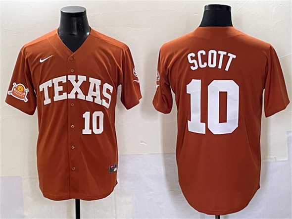 official Men's UT Longhorns Mia Scott #10 Orange 2025 Football Jersey