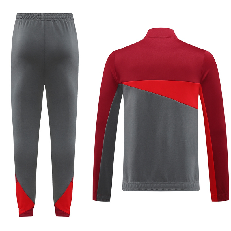 Professional Breathable AC Milan 2425 Red Grey Full Zipper Jacket