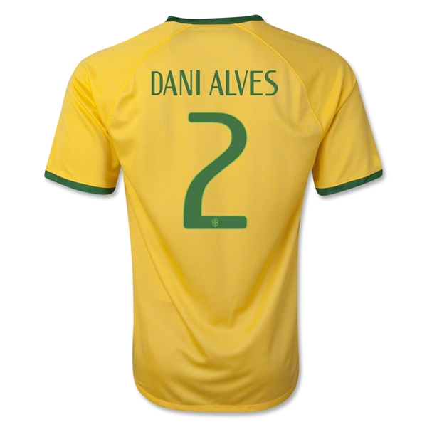Durable 2014 Brazil 2 DANI ALVES Home Yellow Jersey Shirt