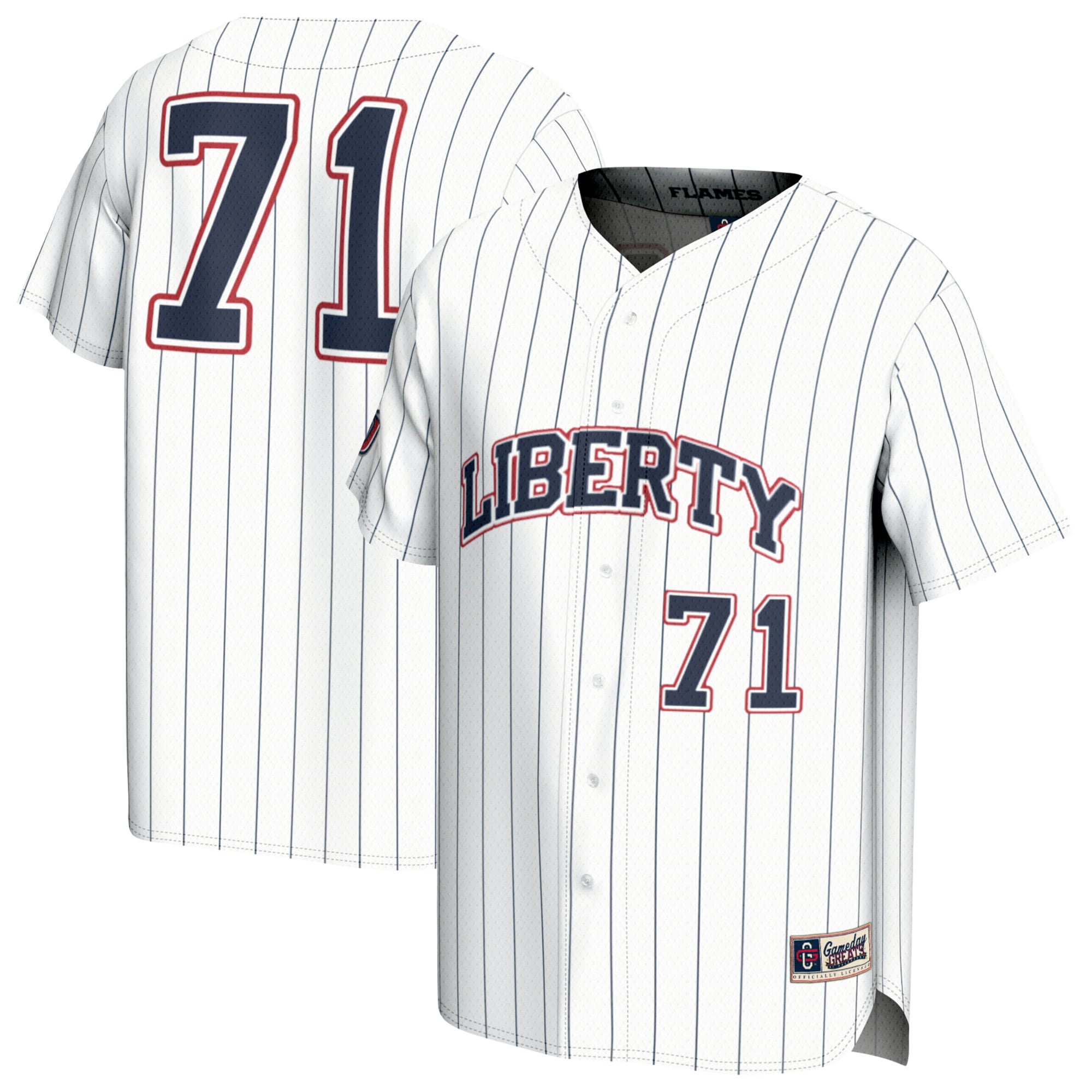 [NJP] Women's Liberty Flames GameDay Greats Lightweight Collegiate Baseball Fashion Jersey - White