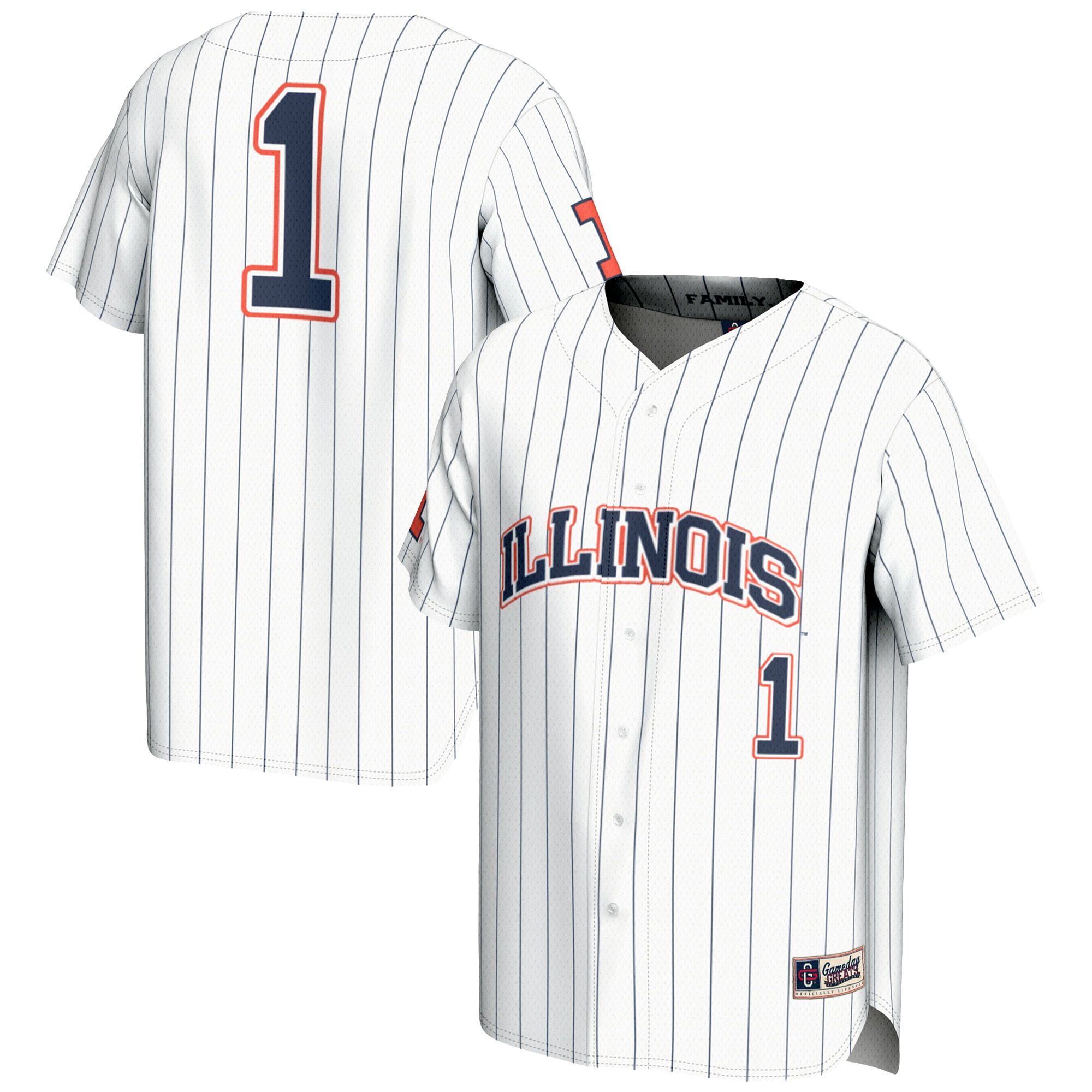 [NJP] Illinois Fighting Illini GameDay Greats Lightweight Baseball Jersey - White