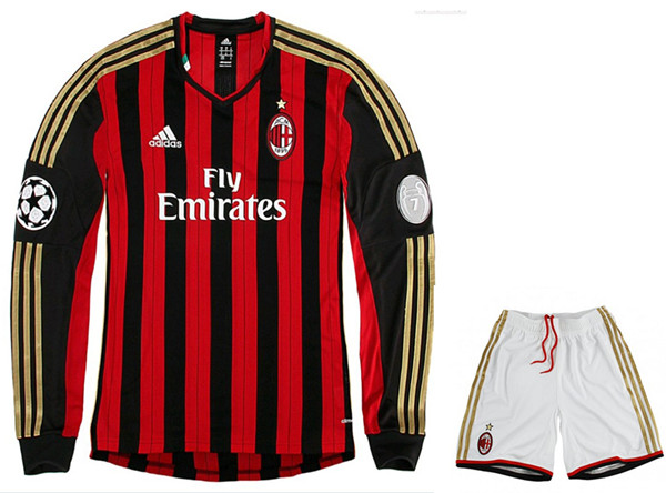 1314 AC Milan Home Long Sleeve Kit ShirtShorts - Official Replica 2872