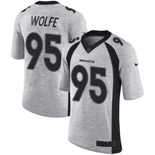 NFL W D B Broncos #95 Derek Wolfe Gray Limited Jersey - Authentic Q...