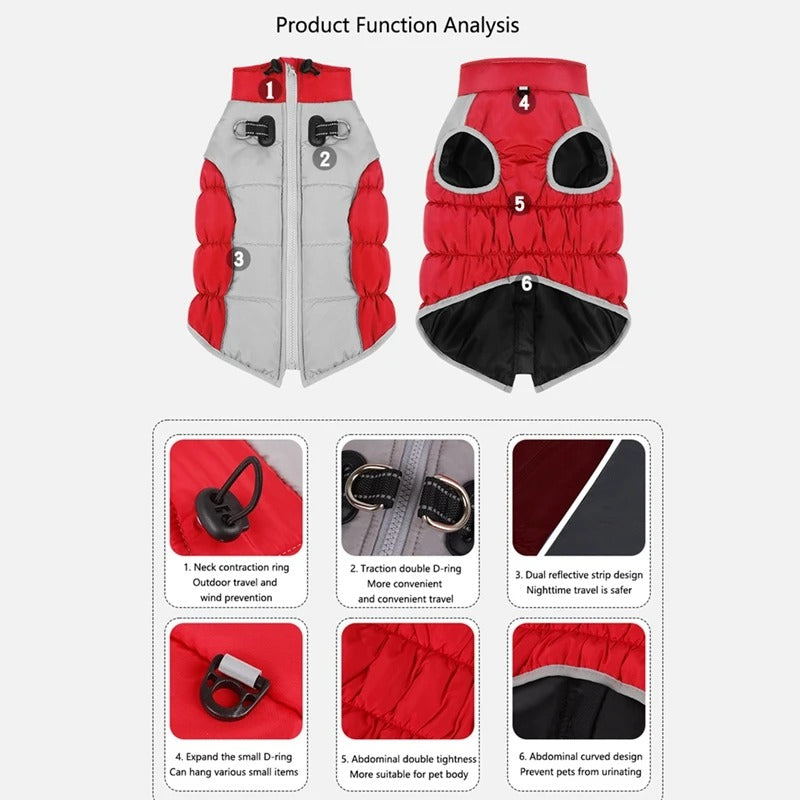 Winter Warm Fleece Coat With Leash Ring Paw Protection | Safe For Paws