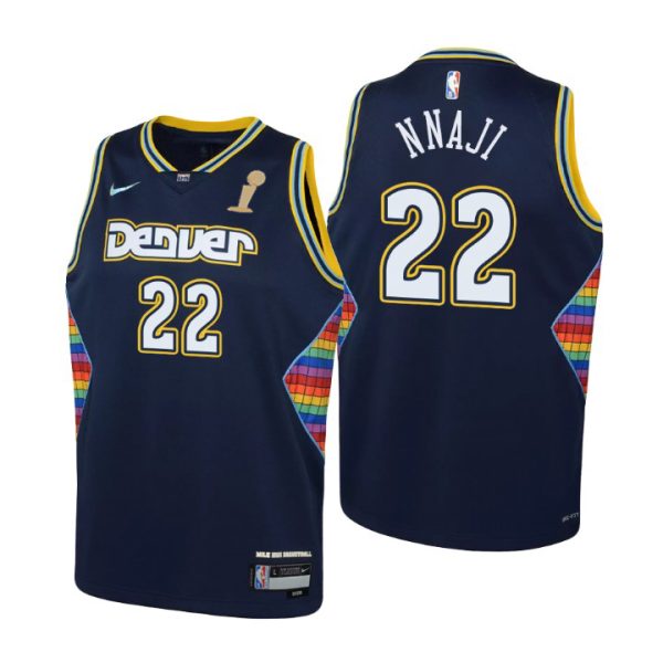 Denver Nuggets #22 Zeke Nnaji Nike Navy Youth 2023 NBA Finals Champions Swingman Jersey ¨C City Edition
