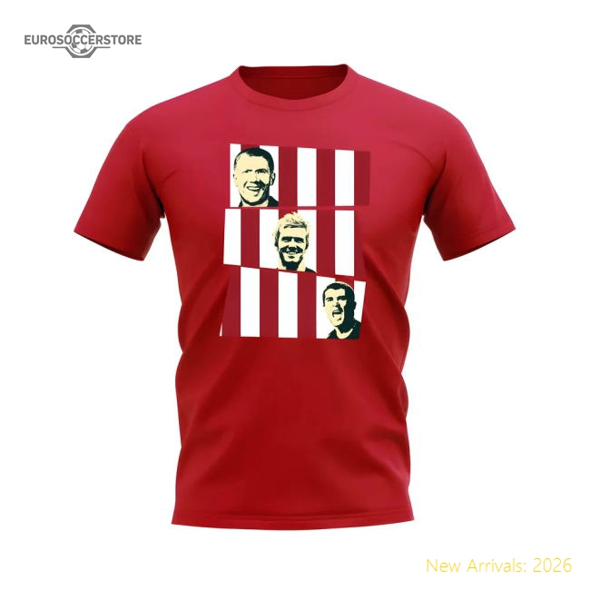 Scholes Beckham Keane Manchester United Trio T-Shirt (Red)