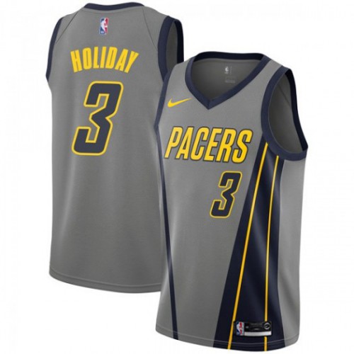 Top-Grade IND NBA Swingman Jersey #3 Aaron Holiday 2018 City - Gray