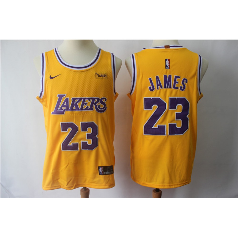 Men's Los Angeles Lakers #23 LeBron James Yellow Authentic Stitched Jersey