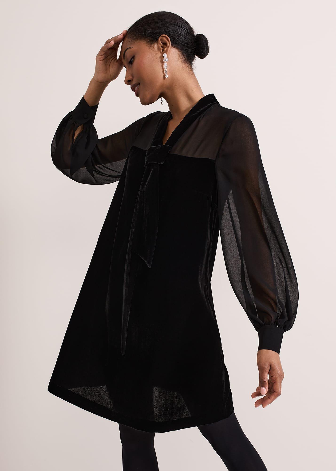Seraphine Black Velvet Tunic Dress