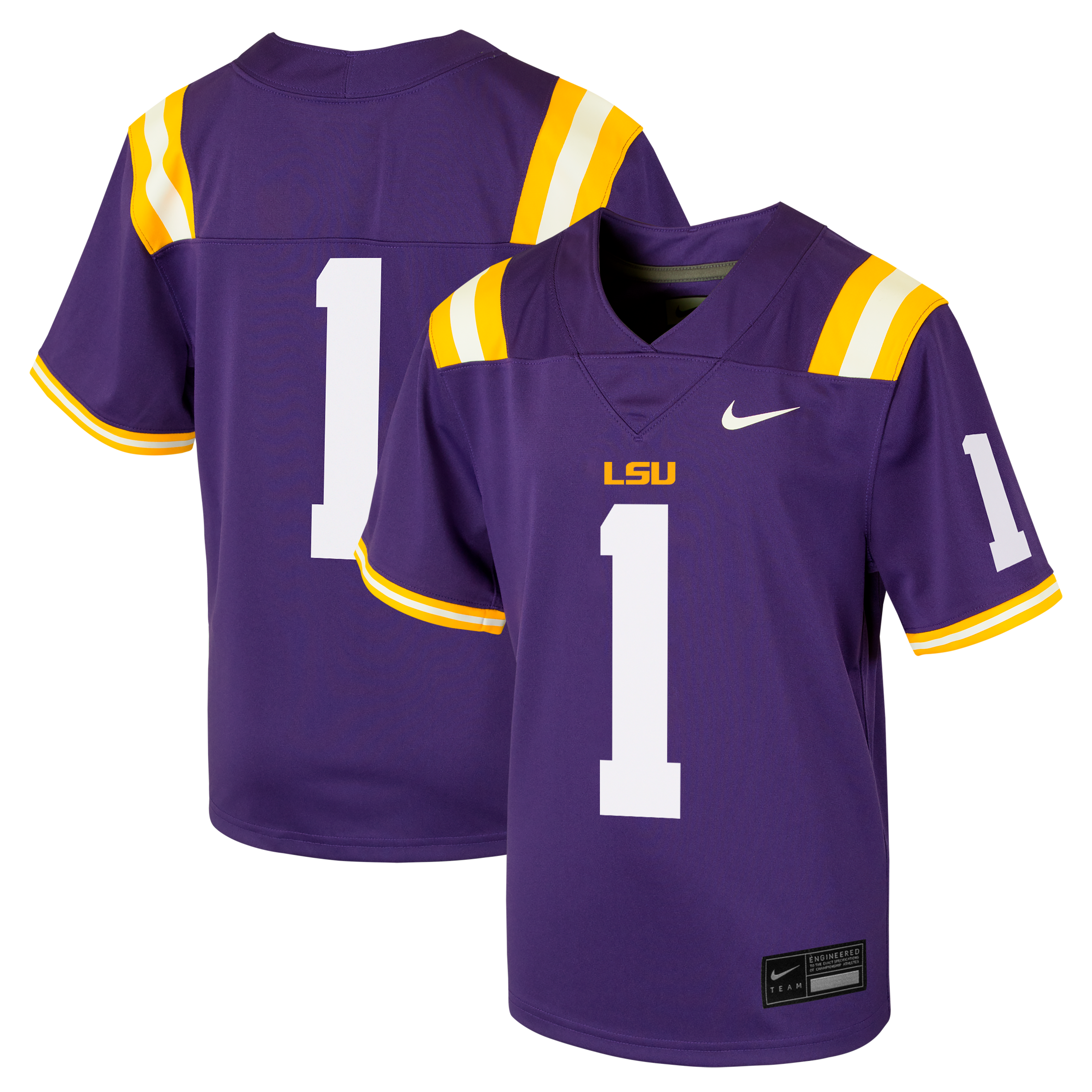 Youth #1 Purple LSU Tigers Team Football Jersey