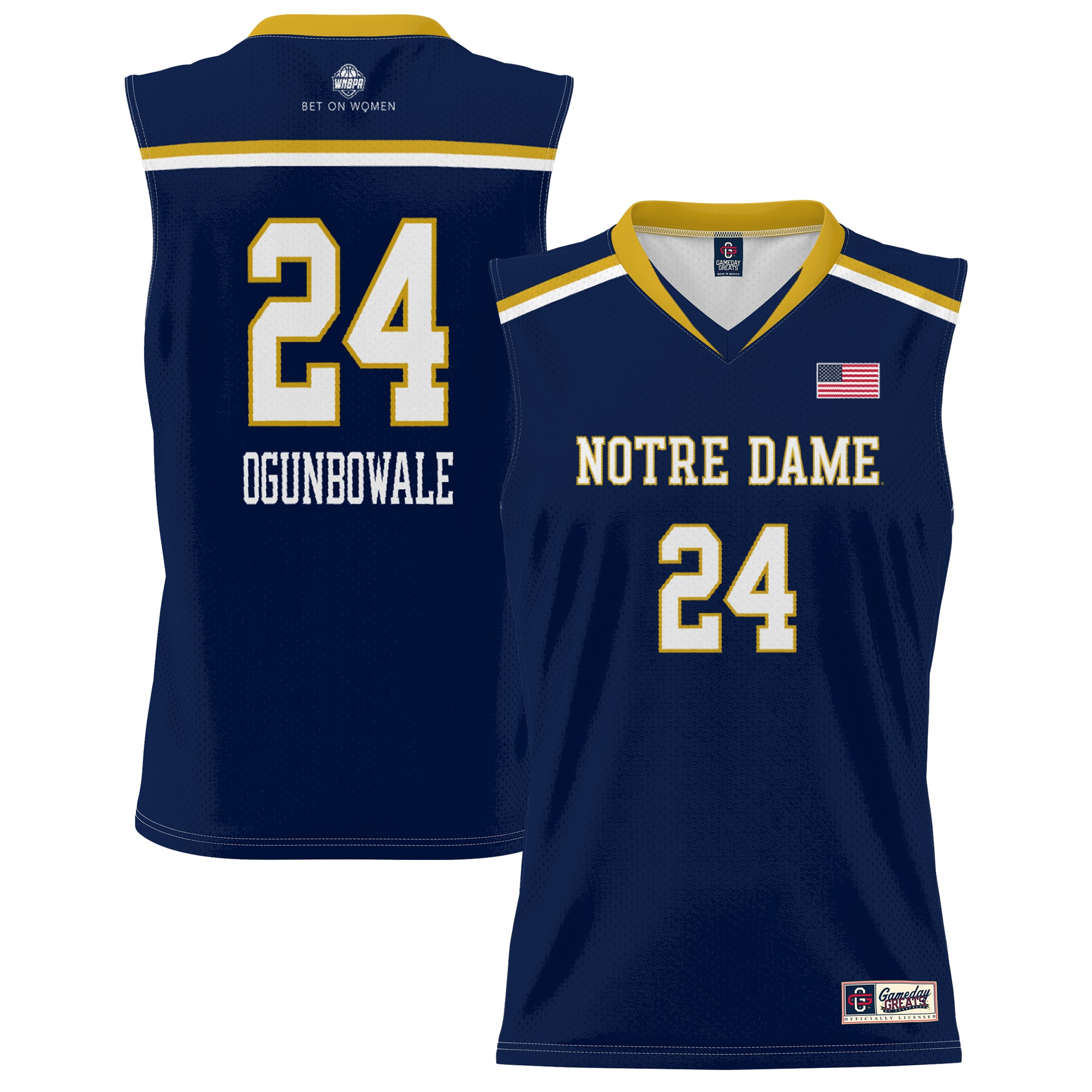 [NJP] Women's Arike Ogunbowale Notre Dame Fighting Irish GameDay Greats Lightweight Basketball Alumni Jersey - Navy