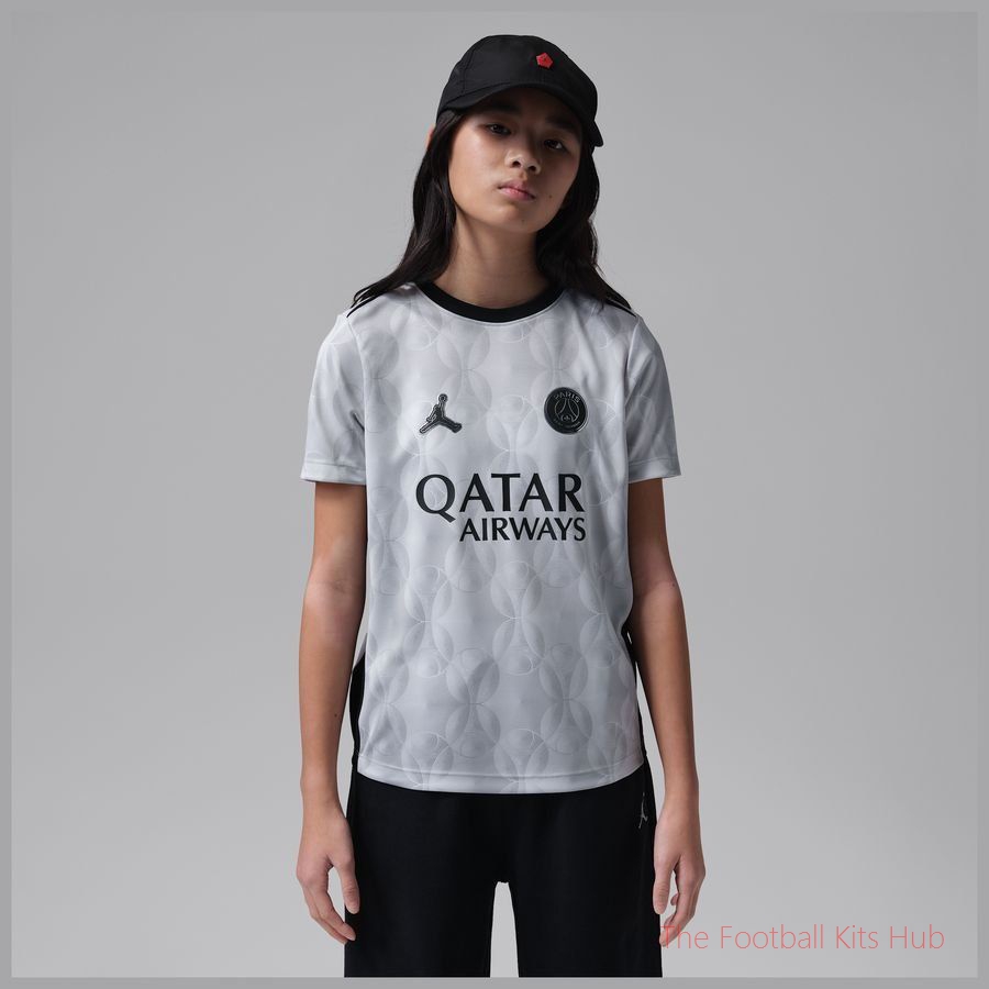 Paris Saint Germain Training T-Shirt Dri-FIT Academy Pro Pre Match Jordan x PSG Night Edition - Medium Grey Heather/Black Kids