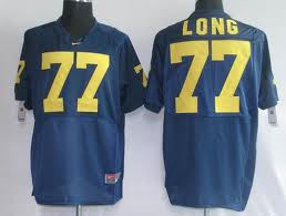 Men's UM Wolverines Blue 2024 alternate jersey Long Navy #77 away