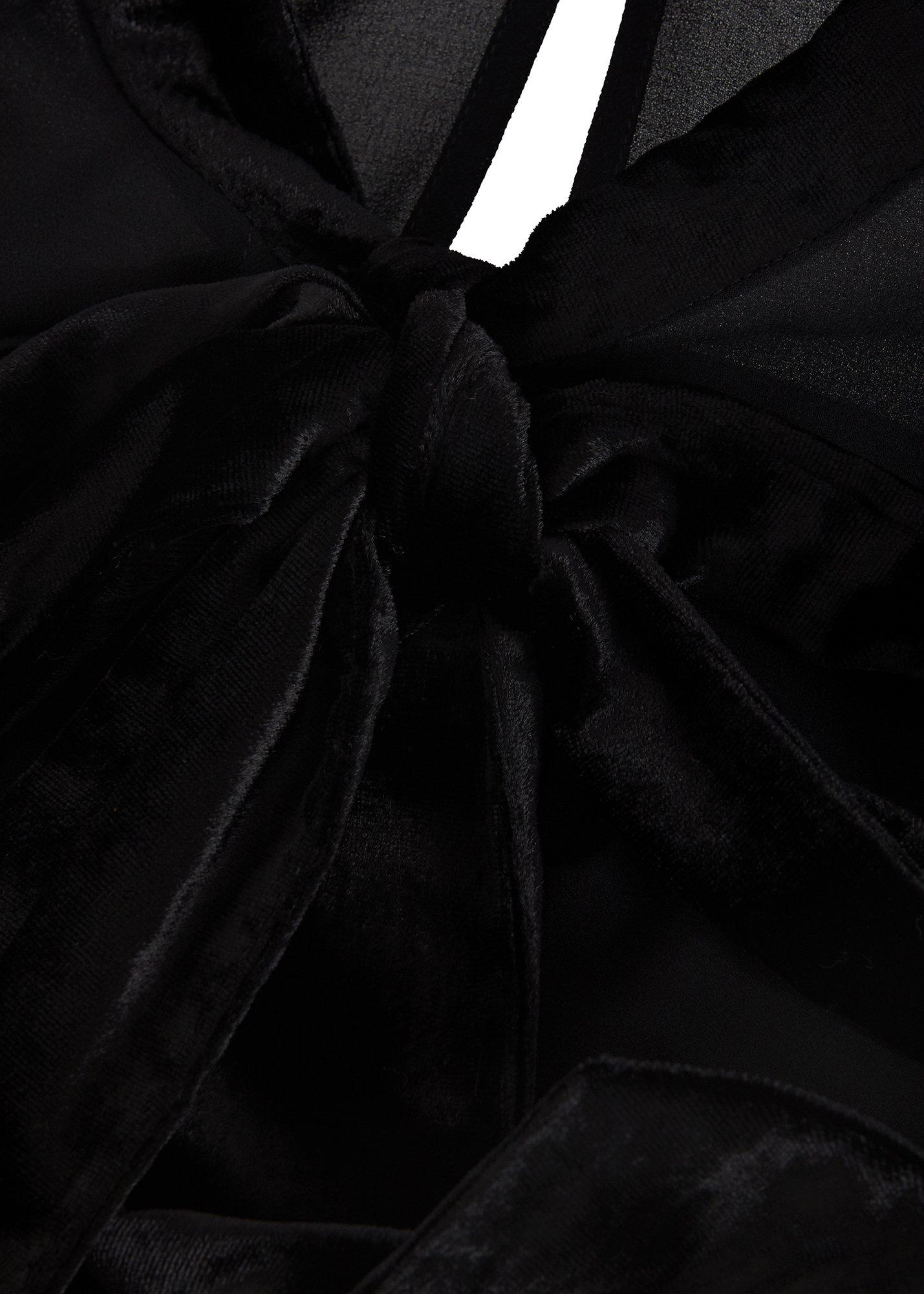 Petite Magie Black Velvet Tie Neck Jumpsuit