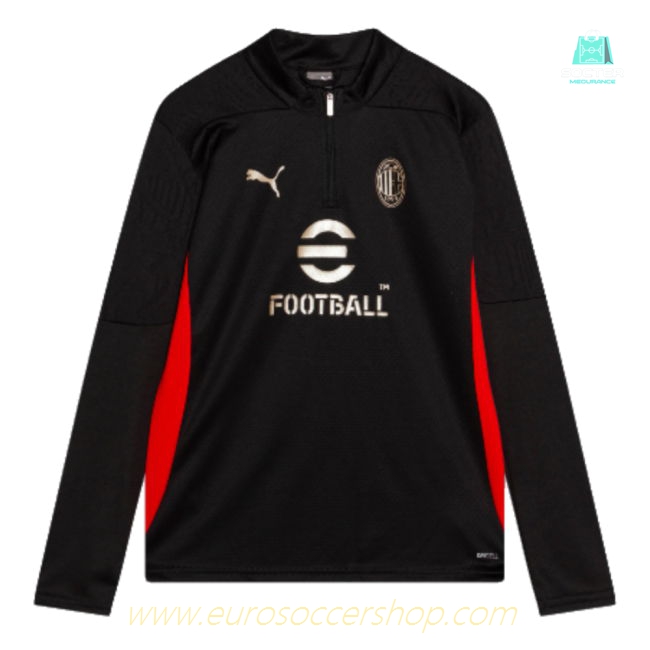 2024-2025 AC Milan Training 1/4 Zip Top (Black) - Kids
