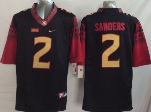 Men's None Black 2014 match worn Deion Sanders #2 durabl Jersey