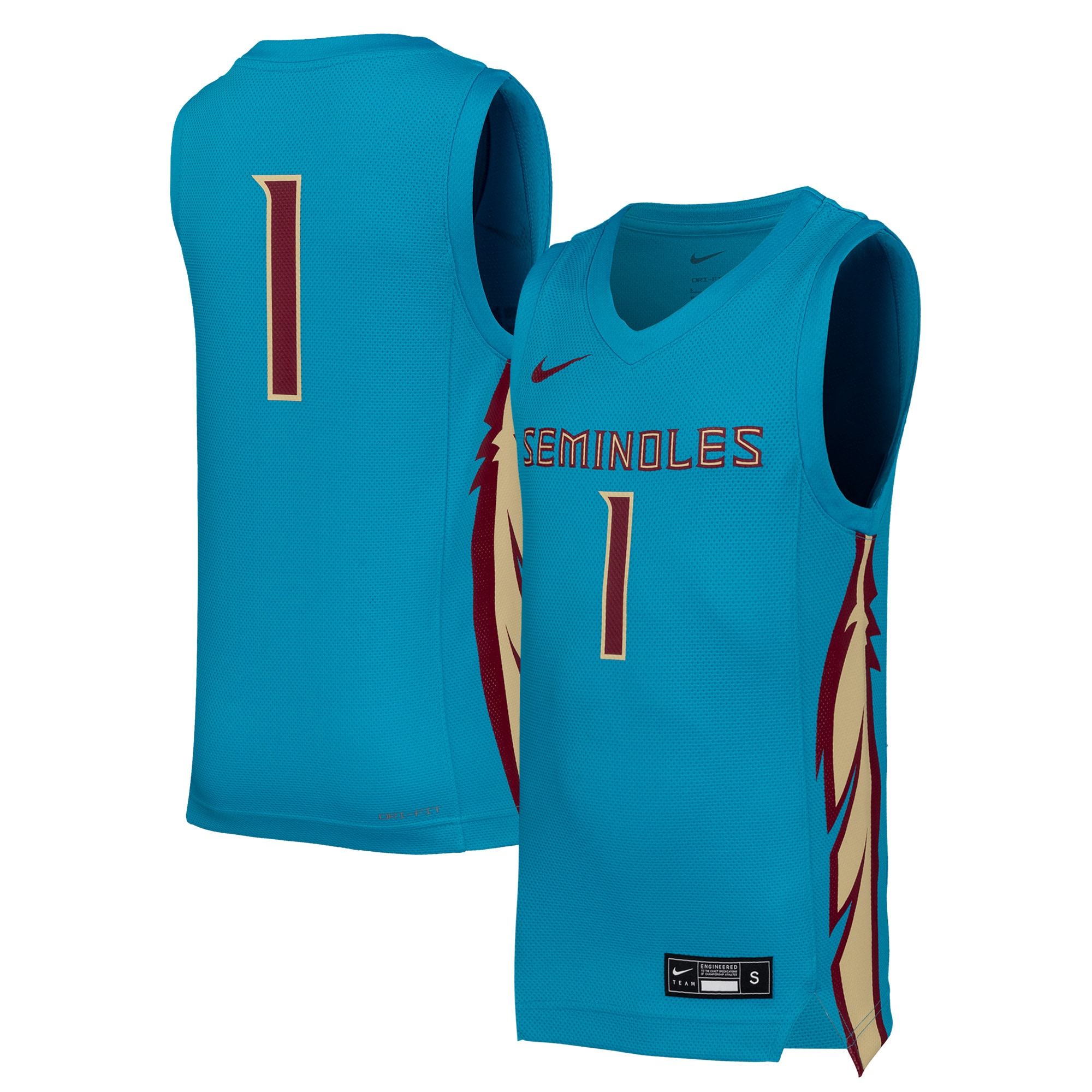 [NJP] Florida State Seminoles Youth Replica Basketball Jersey - Turquoise