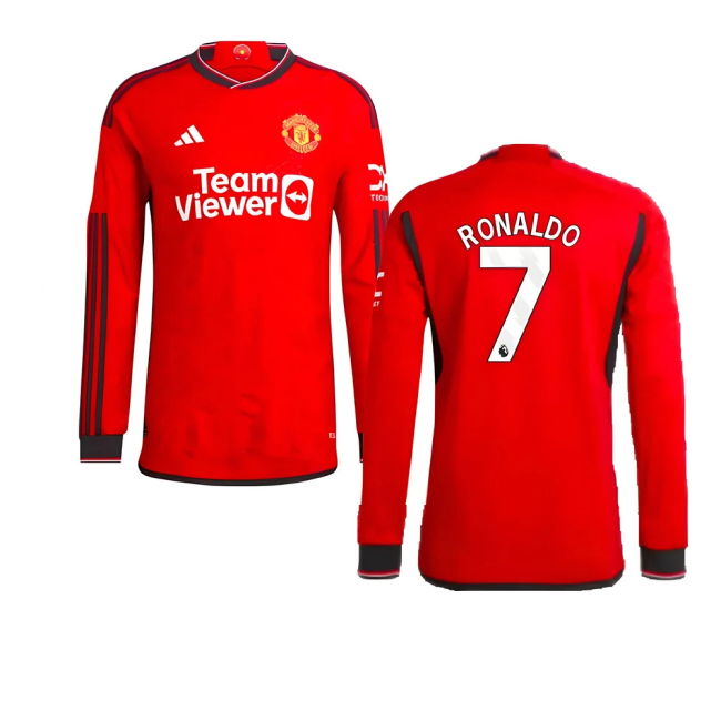 2023-2024 Man Utd Authentic Long Sleeve Home Top (Ronaldo 7)