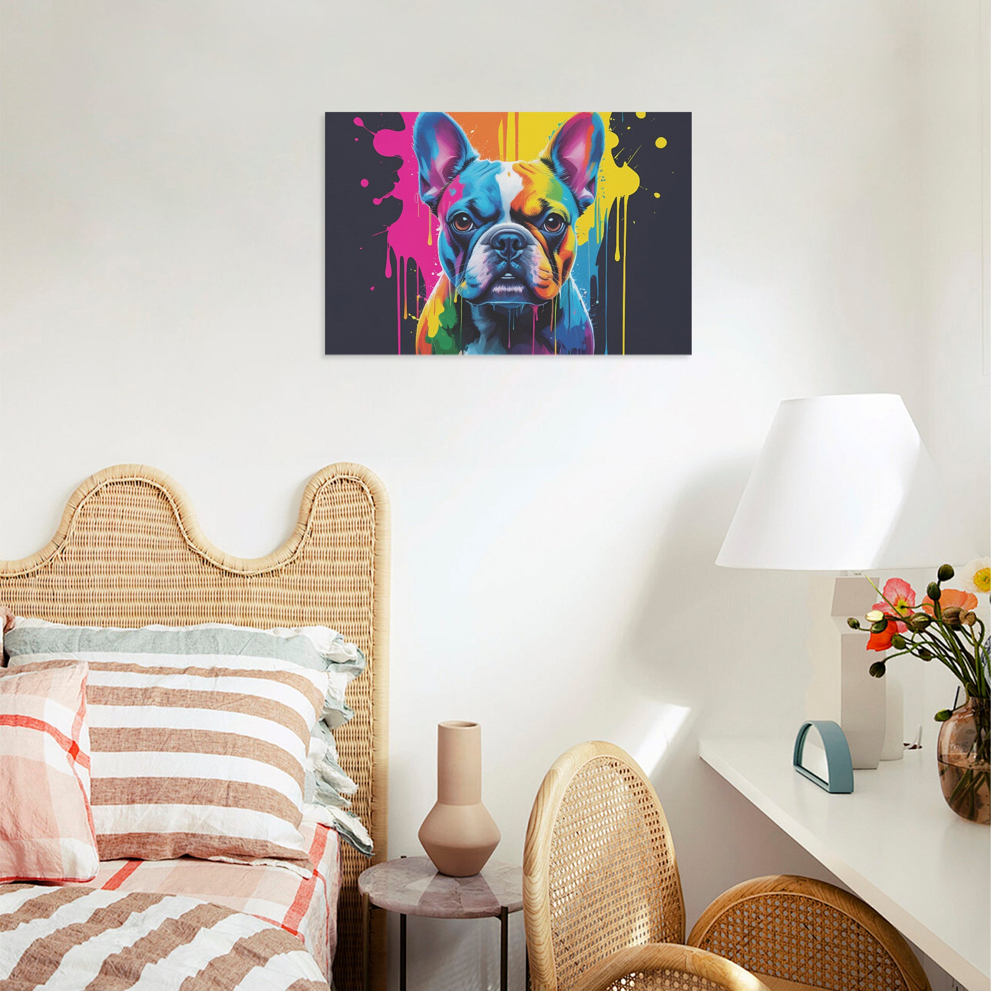 French Bulldog Miller Adorable Frenchie Canvas Wall Art Durable Dog Item