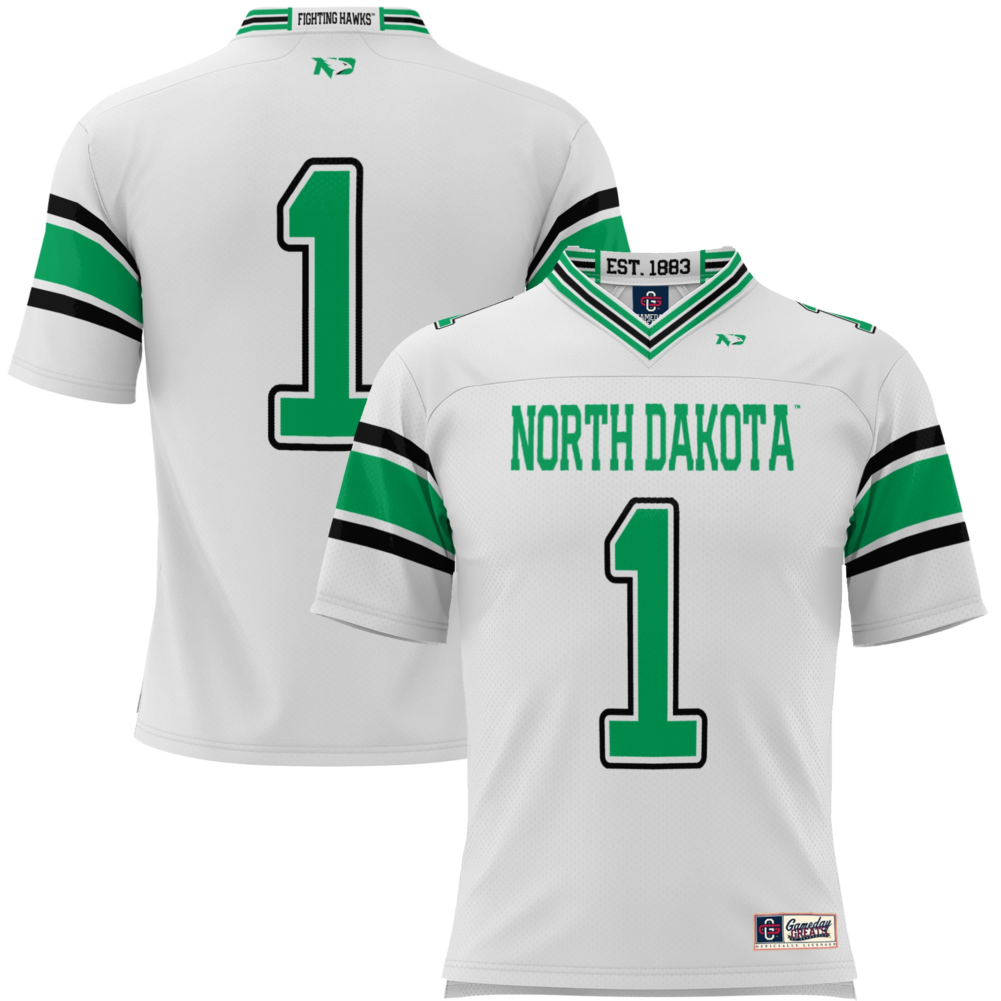 #1 North Dakota GameDay Greats Youth Endzone 2026 Season Football Jersey - White