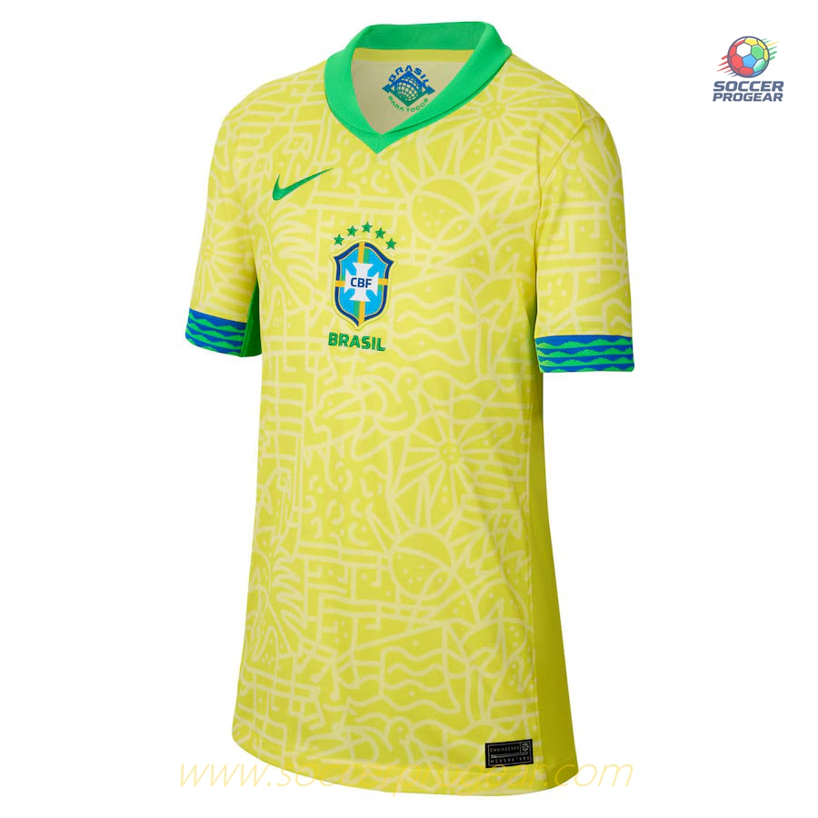 Children's Brazil Home Football Shirt Team Jersey 2024-25 Edition
