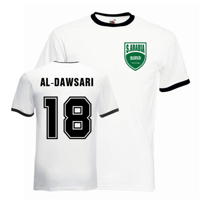 Championship Salem Al-Dawsari Saudi Arabia Ringer Tee (White-Black)