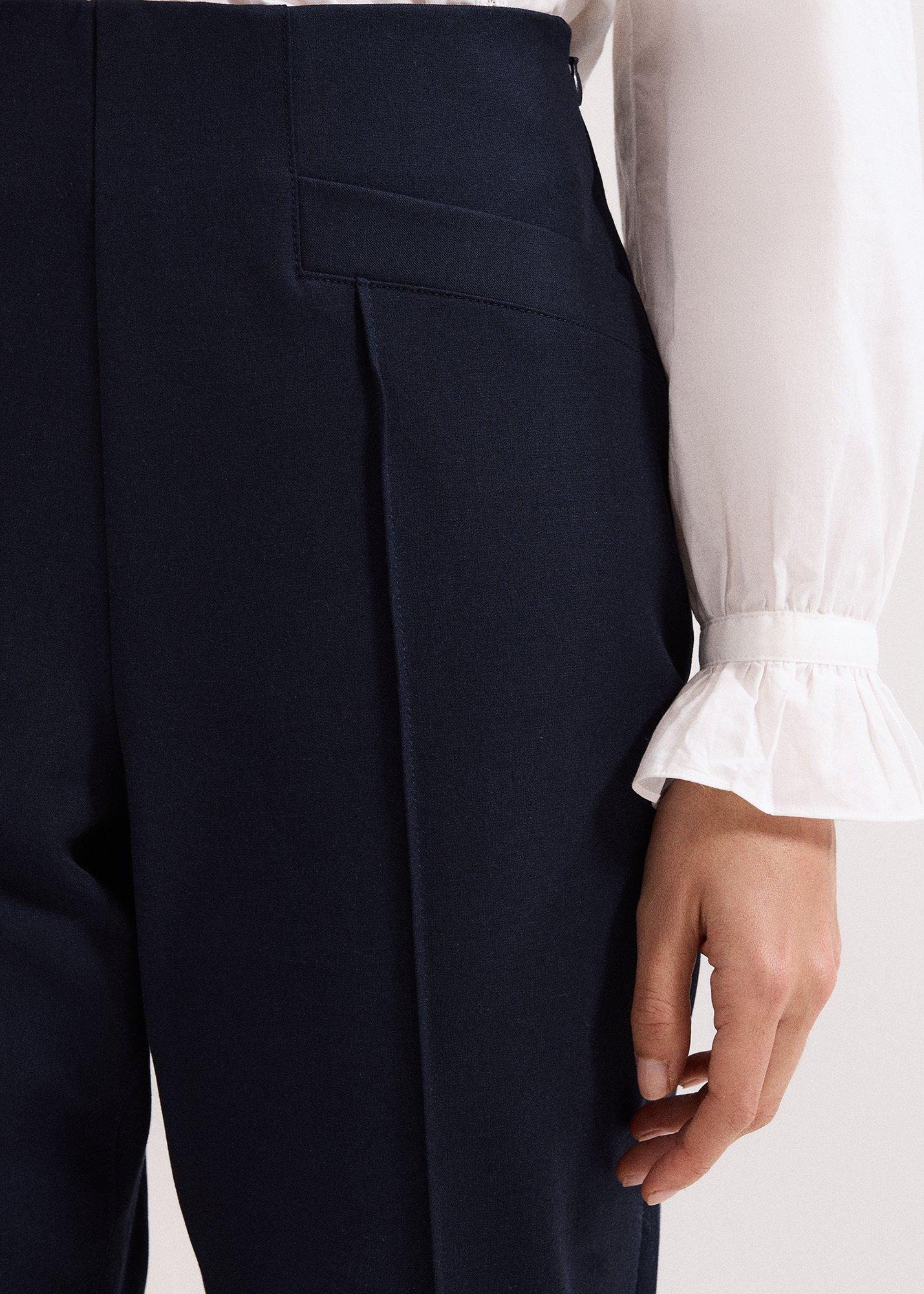 Miah Navy Cropped Slim Trousers