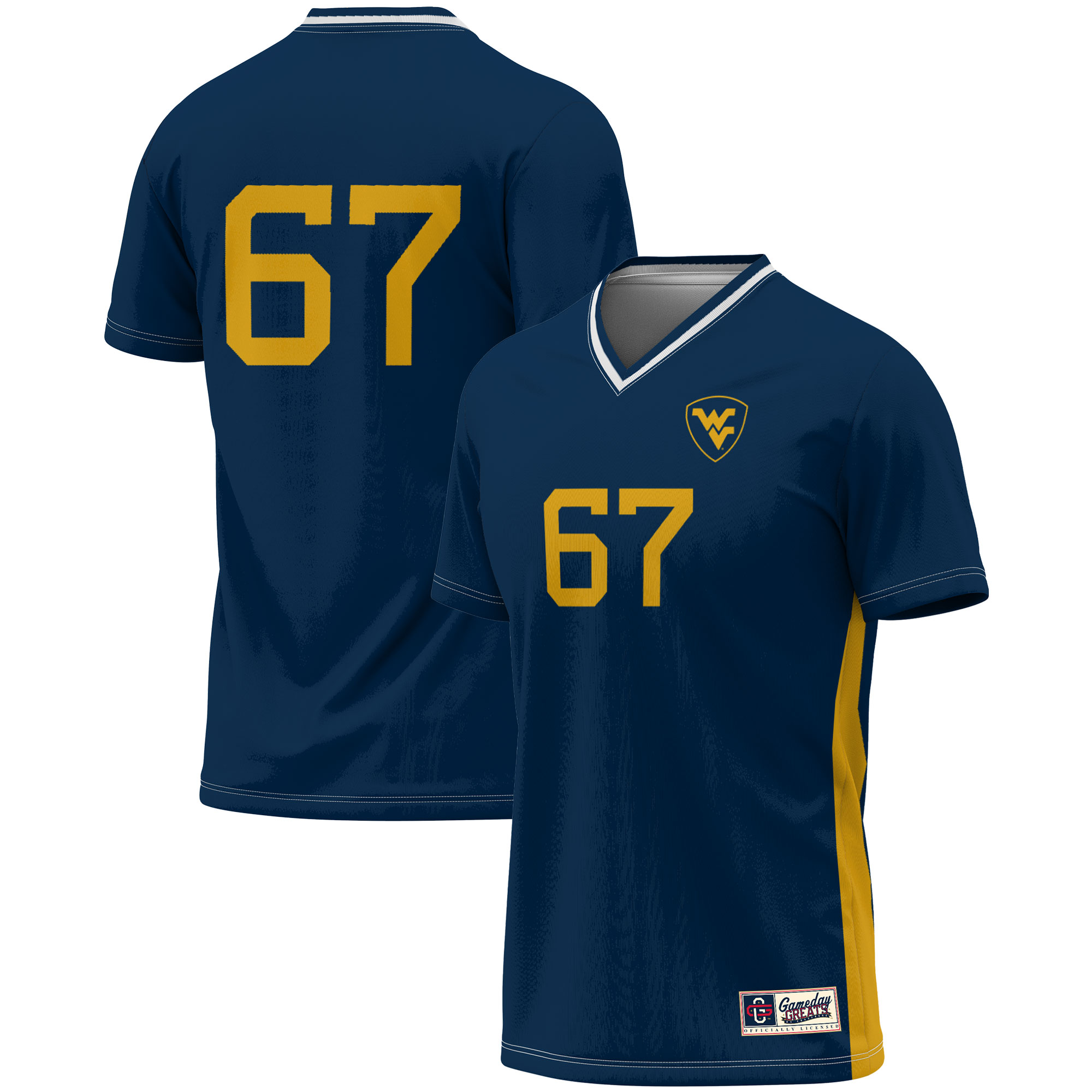 [SJH] West Virginia Mountaineers GameDay Greats Lightweight Women's Soccer Fashion Jersey - Navy