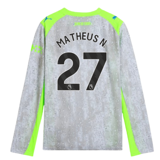 2025-2026 Man City Long Sleeve Third Shirt (Kids) (Matheus N. 27) (...