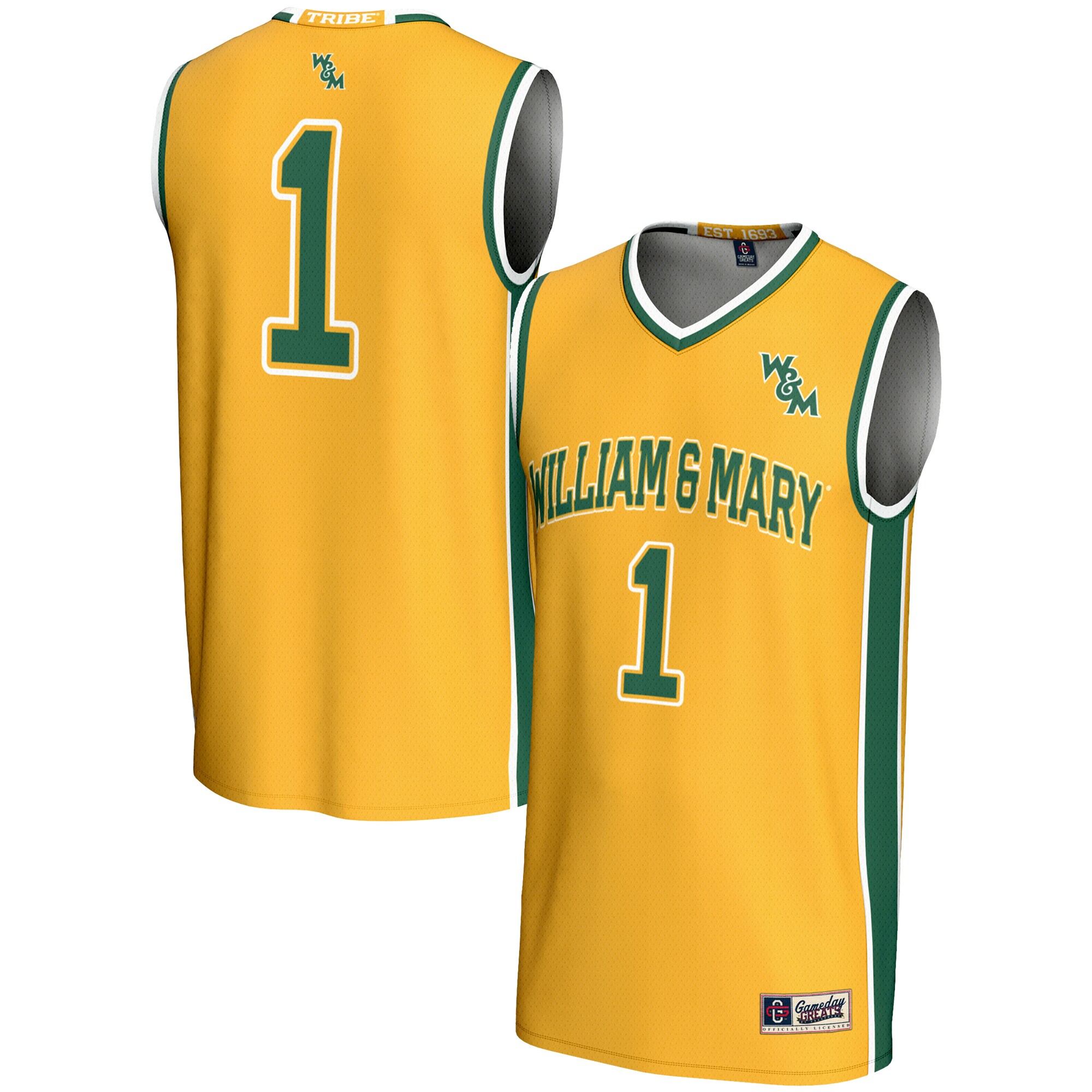 [DDG] William & Mary Tribe GameDay Greats Unisex Lightweight Basketball Jersey - Gold