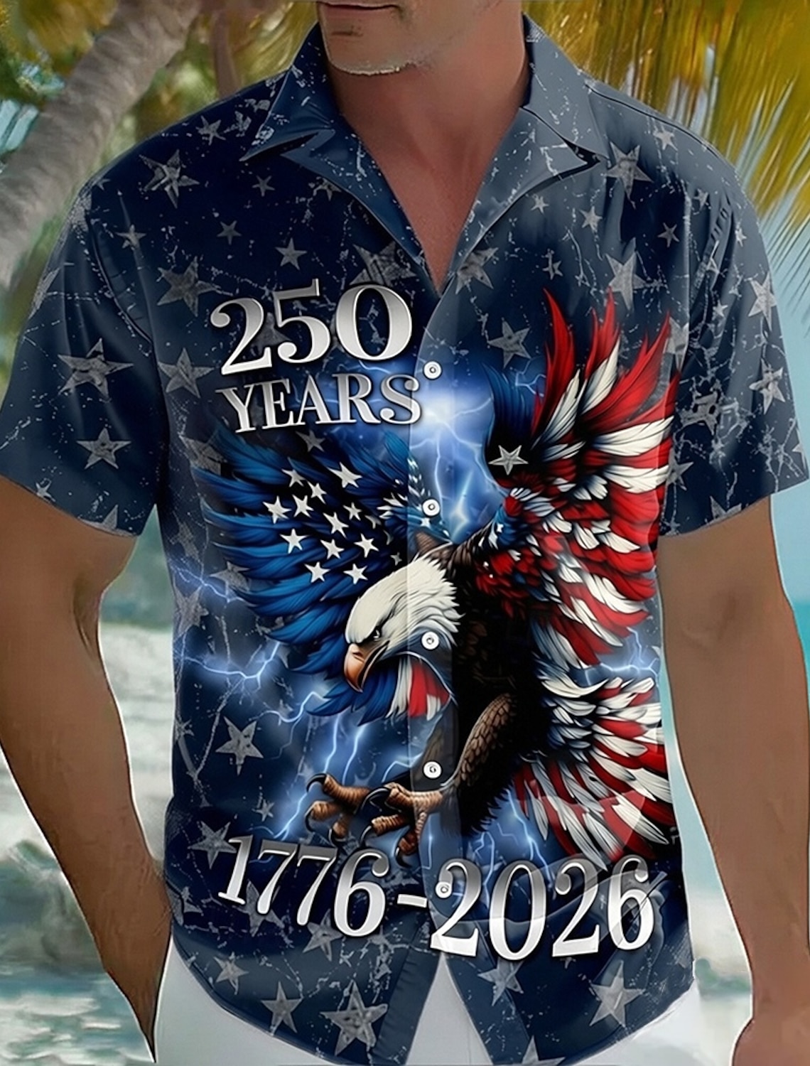 American Independence Day Men's Eagle American Flag Shirt Summer Shirt Button Up Shirt Short Sleeve Patriotic Outdoor Festival Summer Spring Turndown 3D Print Collared Shirts Blue