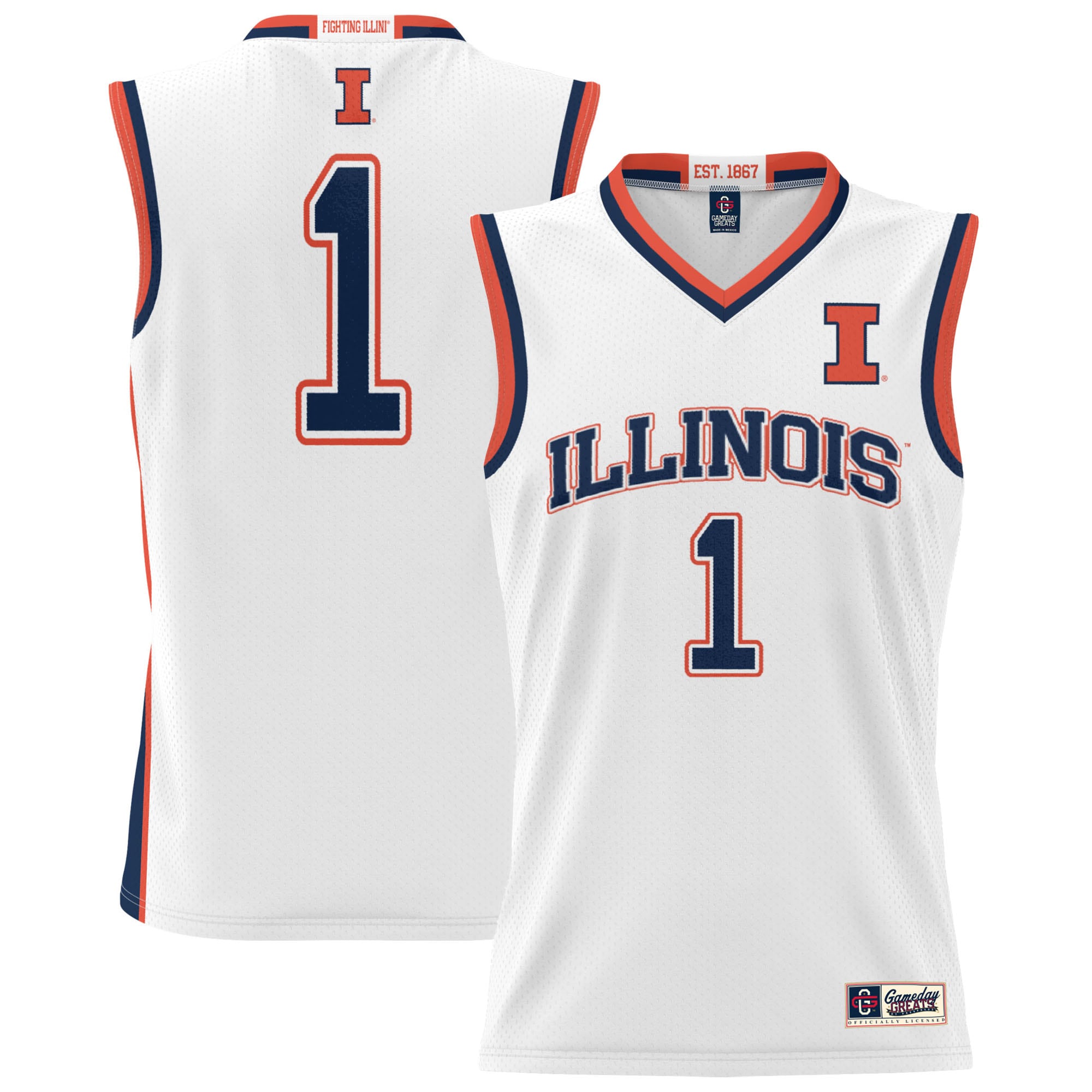 [NJP] Illinois Fighting Illini GameDay Greats Youth Lightweight Basketball Jersey - White