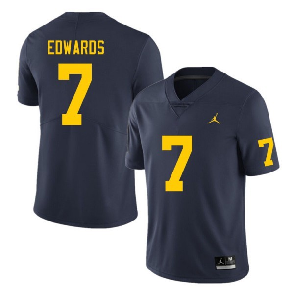 Men Michigan Wolverines Navy #7 Jordan Team Color Performance Football