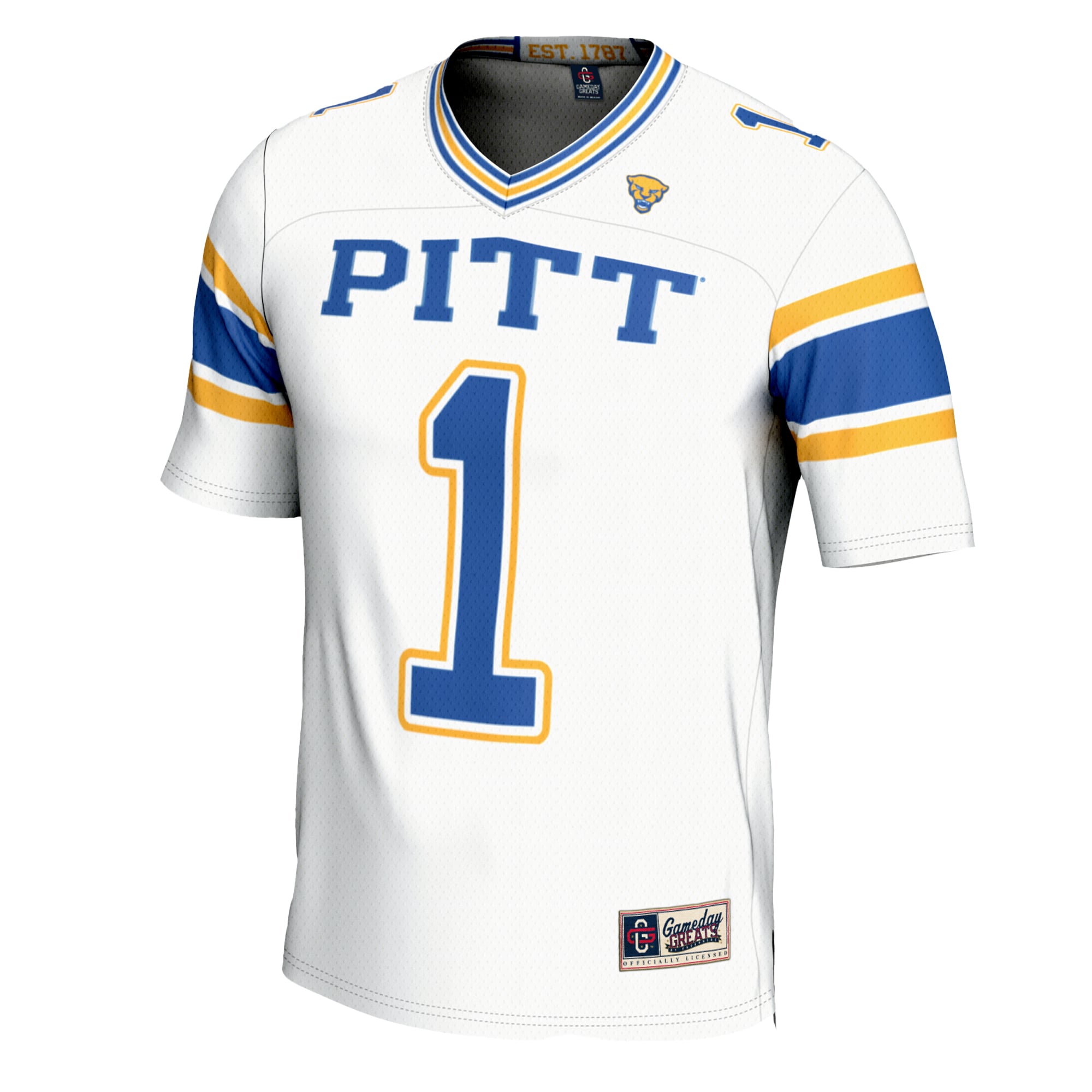 Youth #1 White Pitt Panthers Football Jersey
