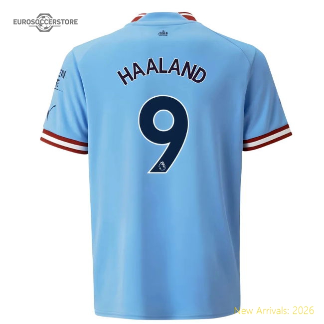 Official 2022-2023 Man City Home Shirt (kids) (haaland 9) - Premium