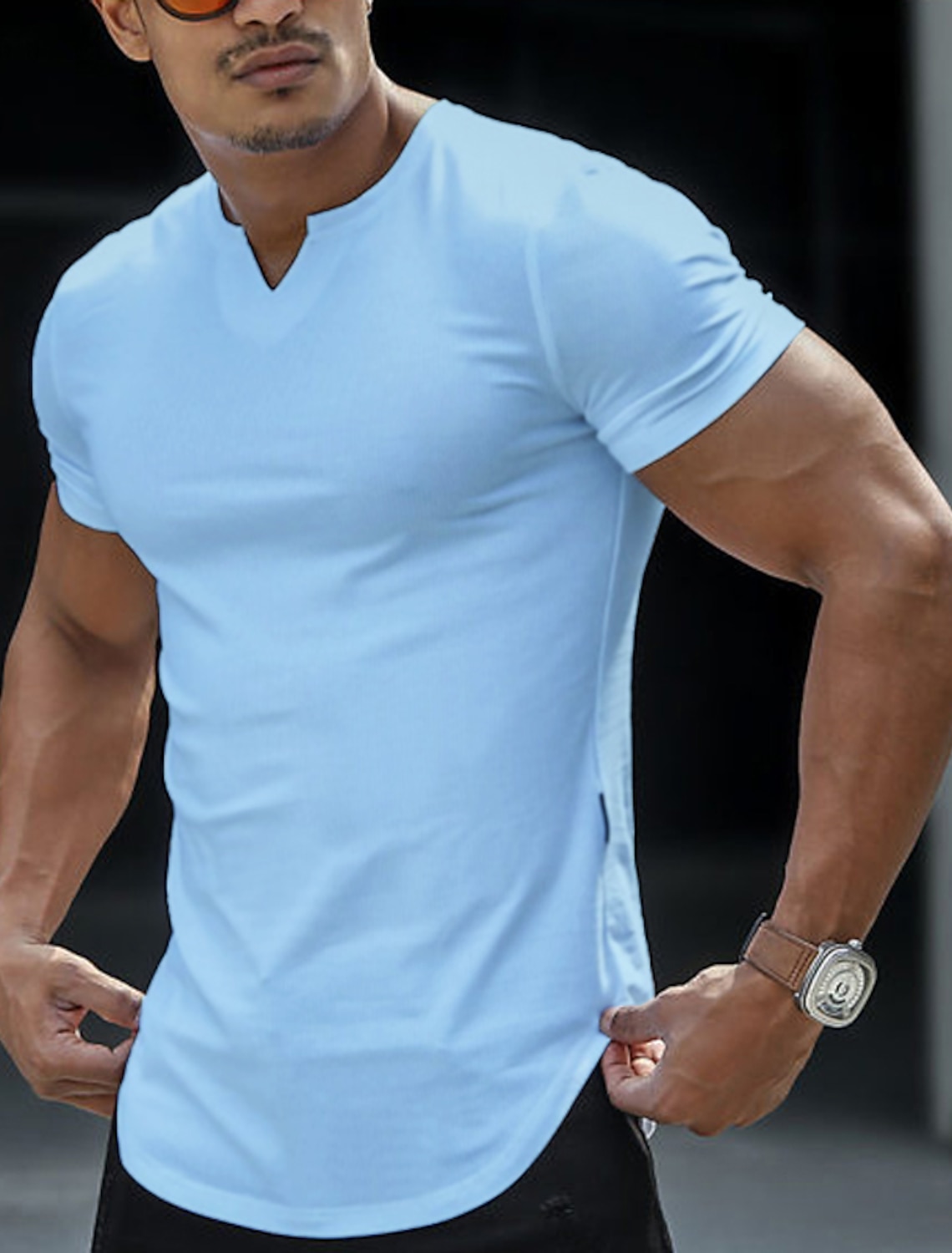 Men's T Shirt Short Sleeve V Neck Summer Plain Fashion Classic Comfortable Casual Street Sports Blue Black White Top Tee for Men