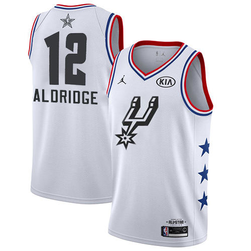 White Antonio Spurs #12 Nike Jersey Game Day Wear NBA Fan Apparel