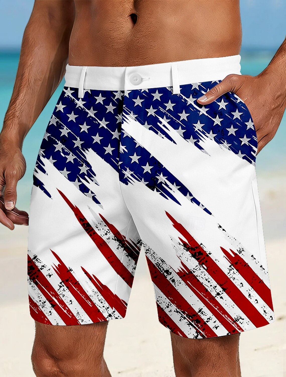 Men's 4th of July U.S. 250th Anniversary American Flag Bermuda shorts Casual Shorts Golf Shorts Mid Waist Patriotic Outdoor Holiday Flat Front Shorts with 4 Pockets Designer Clothing Apparel