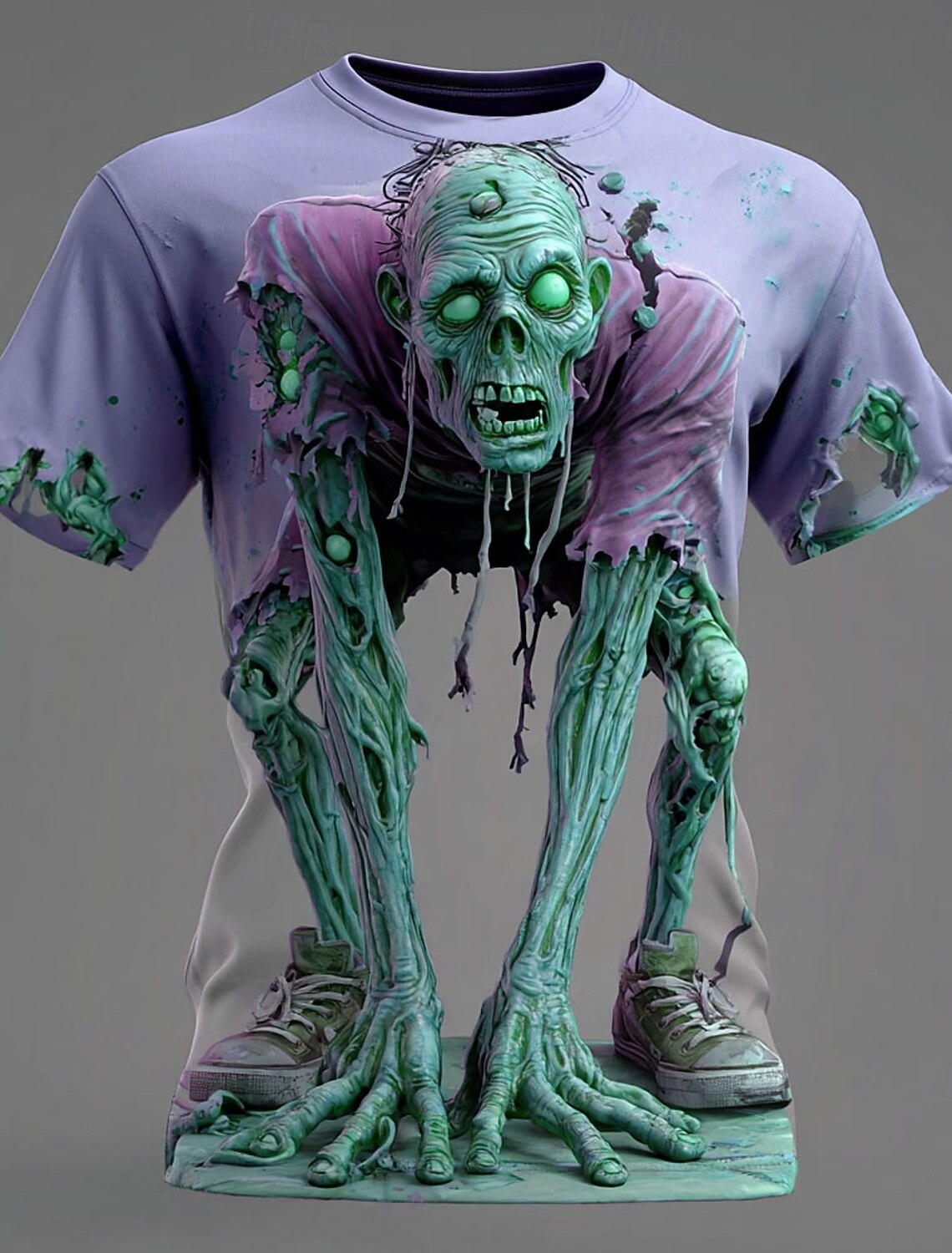 Men's Optical Illusion Zombies 3D T Shirt Short Sleeve Print Crew Neck