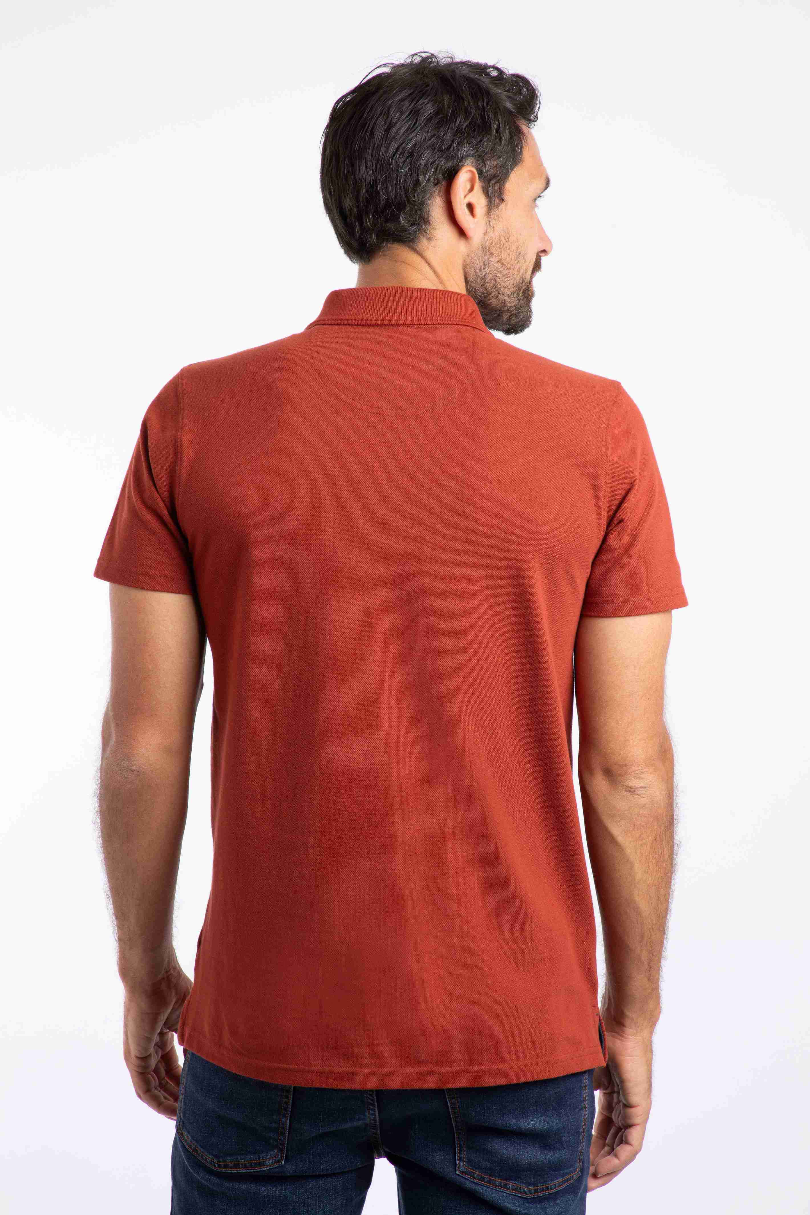 Miles Pique Polo Shirt Burnt Henna