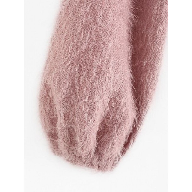 Cropped Twisted Front Fuzzy Textured Top CW6264