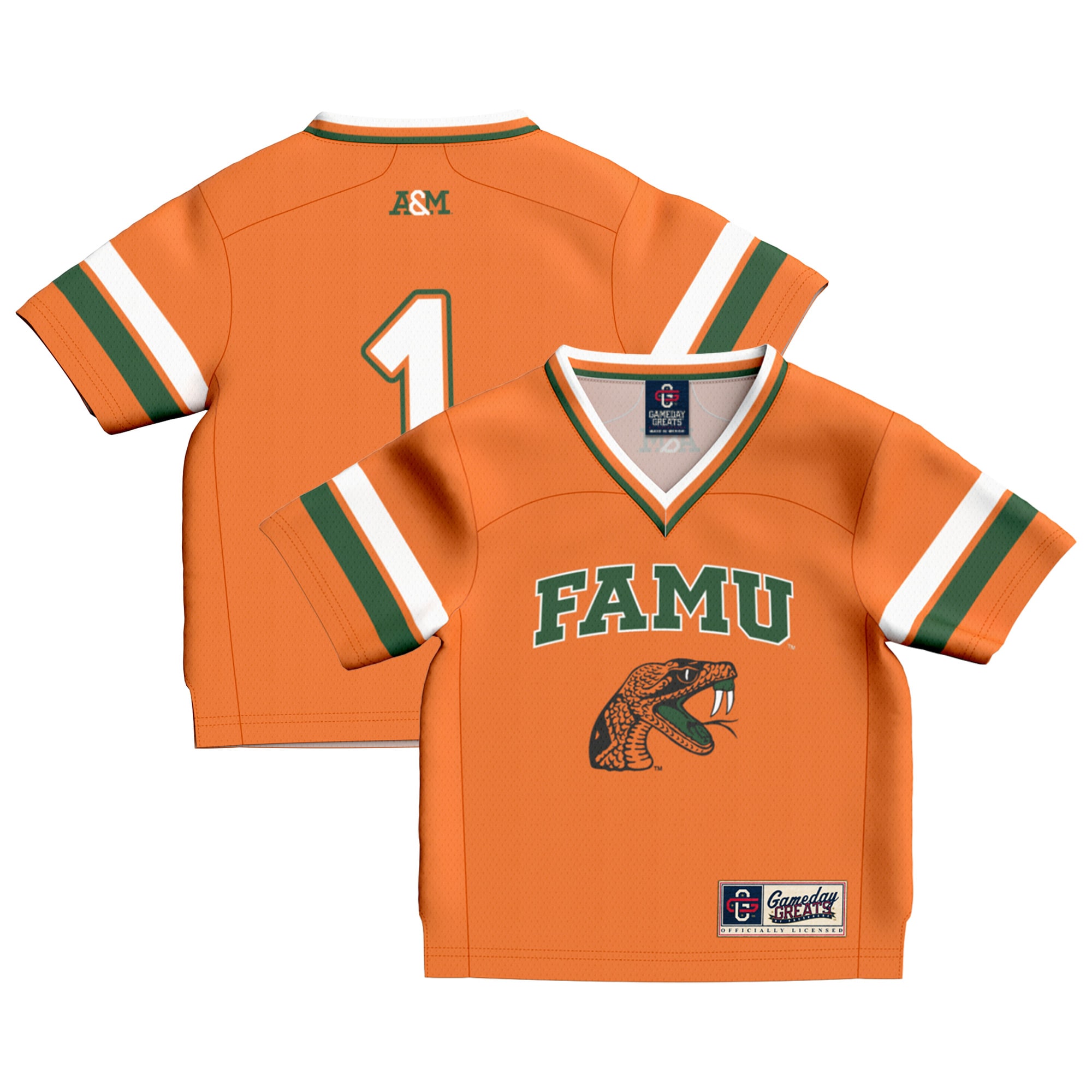 #1 Florida A&M Rattlers GameDay Greats Toddler Collegiate Football Fashion 2026 Season Football Jersey - Orange