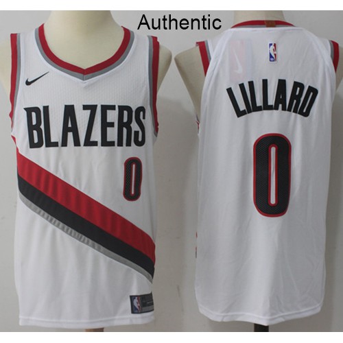 White Nike Damian Lillard #0 Trail Blazers Jersey - Polyester