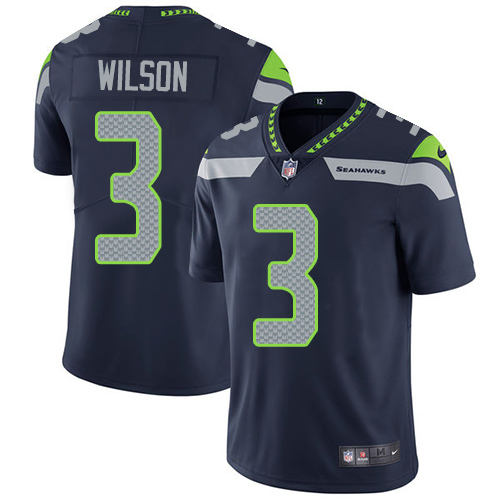Authentic NFL Seahawks #3 Russell Wilson Blue Limited Jersey
