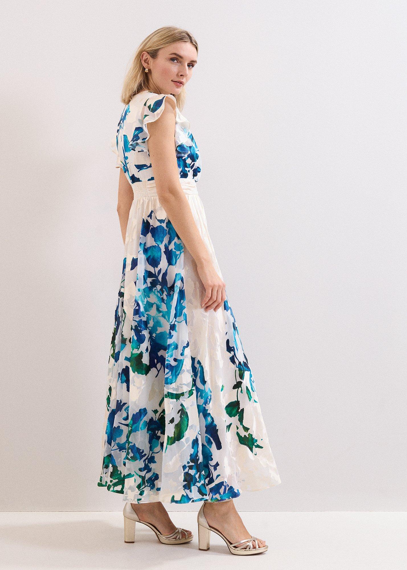 Petite Liana Blue Burnout Maxi Dress