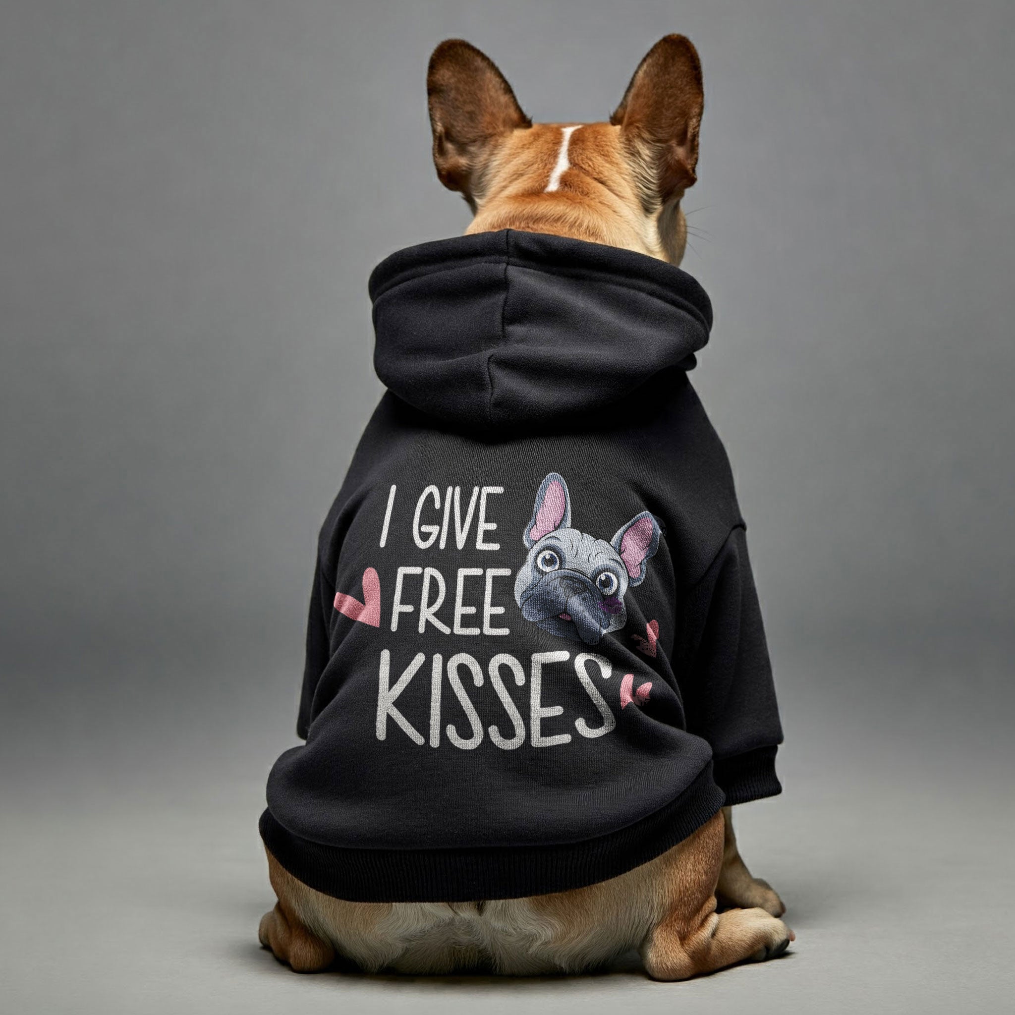 Comfortable Free Kisses - Personalized French Bulldog Hoodies With Fu...