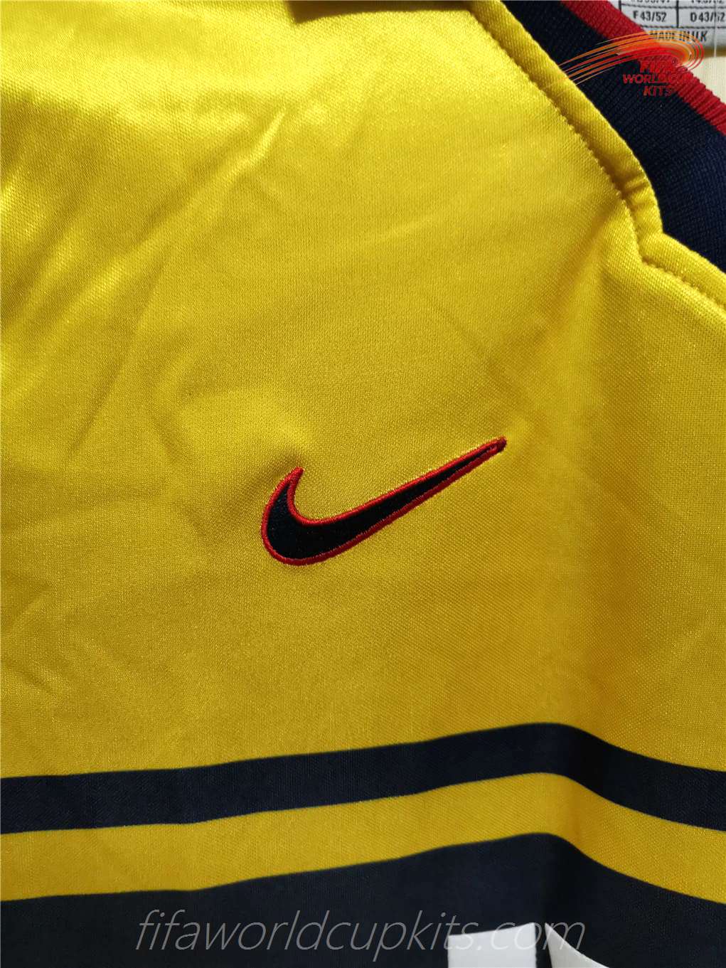 Arsenal 97-98 Away Yellow Football Kit