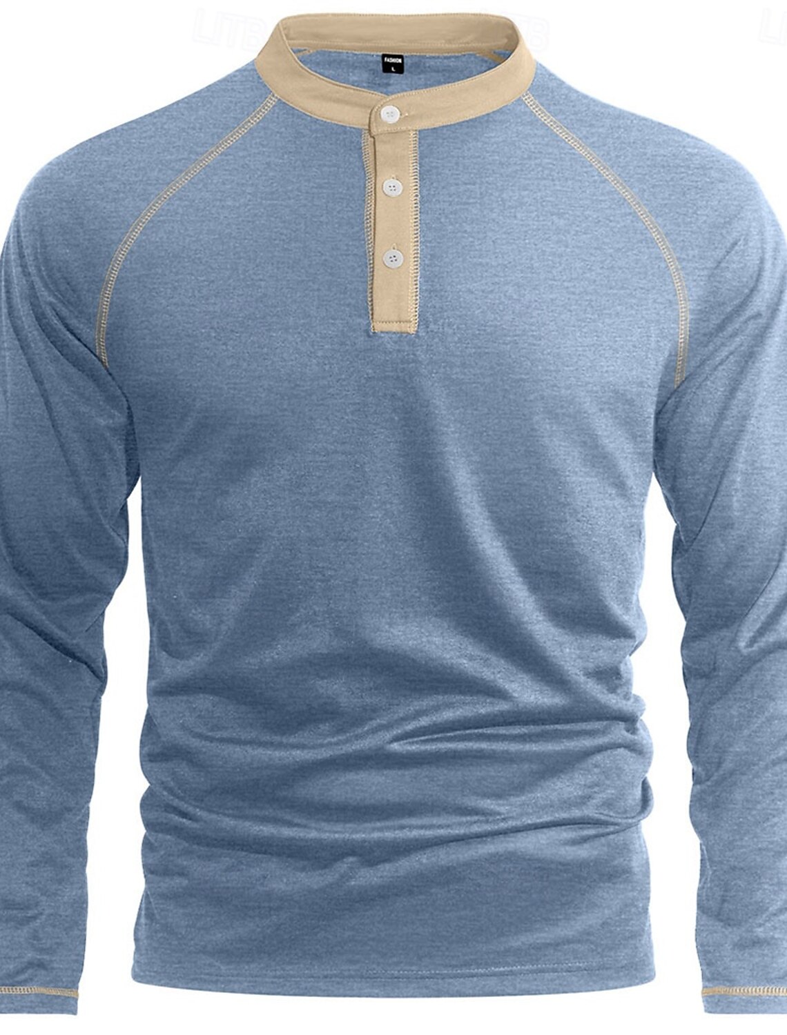 Men's T Shirt Henley Long Sleeve Crew Neck Summer Spring Solid Color